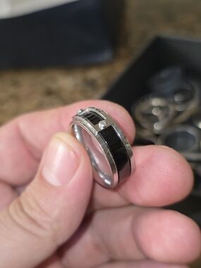 Motif Black Silver Ring